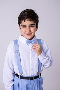 Conjunto Meninos Miss Cherry Leo Suspensorio Azul Claro