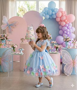 Vestido Marie Jardim Encantado Isis Luxinho Azul