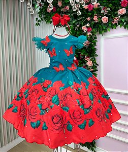 Vestido Marie Lola Verde Florido Natal