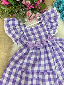 Vestido Banana Club Aline Xadrez Lilas