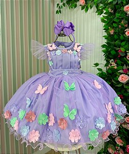 Vestido Marie Jardim Encantado Isis Luxinho Lilas