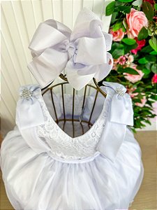 Vestido Marie Longo Branco Peito Rendado