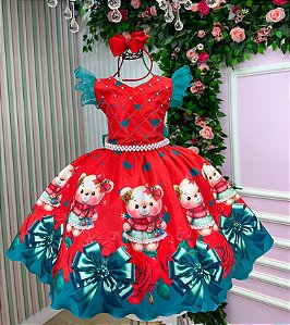 Vestido Marie Betina Ursinhos Vermelho - Natal