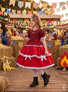 Vestido Junino Mimadine Luxo Fernanda Vermelho