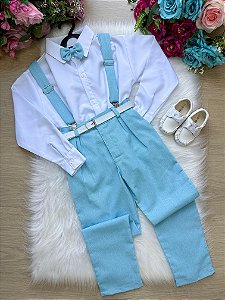 Conjunto Miss Cherry Vitor Suspensorio Azul Bebe