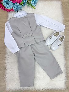 Conjunto Miss Cherry Social Leonardo Colete Cinza Claro