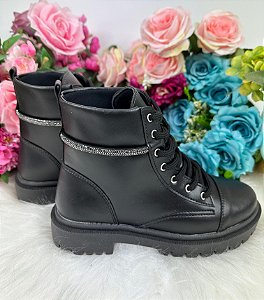 Bota/Coturno Ousadia Preta Adulta Strass