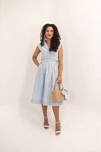 Saia Kate Midi Listrada com Elástico