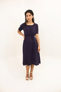 Vestido Aurora Midi com Botões - Marinho