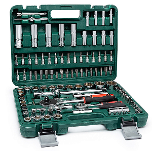 KIT FERRAMENTAS CHAVE SOQUETES SEXTAVADOS 108 PECAS (CAIXA COM 5 UN)