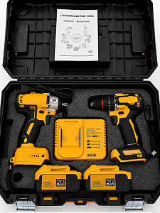 KIT 2X1 CHAVE DE IMPACTO E FURADEIRA A BATERIA CX 3 PCS