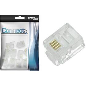 Plug RJ11 para Cabo de Rede de Telefonia Analogica e Digital 6x4 - Pacote com 100 Unidades