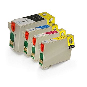 Kit 4 Cores de Cartucho de Tinta Compatível com Epson T0103 T103 103 para T40W TX550W TX550FW TX600FW