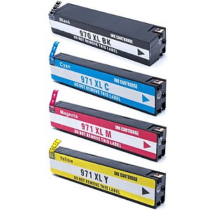 Compatível: Kit Colorido de Cartucho de Tinta 970xl BK 971XL CMY para HP X451DW X476DW