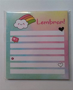 Bloco de Notas Decorado Arco-Iris 48 Folhas Tam: 11x12