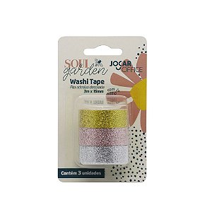 Washi Tape Soul Garden Brilho 15mmx3m (Blister com 3 unidades) - Jocar Office