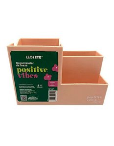 Porta Canetas / Organizador de Mesa Positive Vibes Laranja - Leo Arte