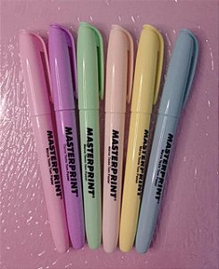 Kit Caneta Marca Texto Cores Pastéis - Masterprint MP 612 (Kit com 6 Cores Amarelo, Verde, Azul, Rosê, Rosa e Lilás)