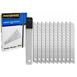 Caixa com 100 Lâmina para Estilete 9mm Estreito Masterprint MP-453
