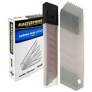 Caixa com 100 Lâmina para Estilete 18mm Largo Masterprint MP-452