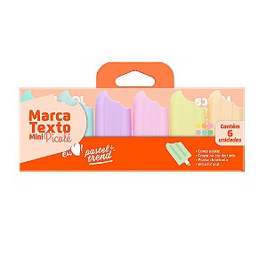 Kit Caneta Marca Texto Mini Picolé Pastel Trend 6 Cores - Jocar Office