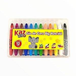 Giz de Cera Big Retrátil com 12 cores - Kaz