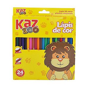 Lápis de Cor 24 Cores Plástico Sextavado - Kaz