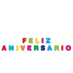 Faixa Decorativa em E.V.A Colorido Feliz Aniversário 18 Peças 13cm - Evamax