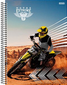 Caderno Espiral Capa Dura Universitário 10 Matérias 160 Folhas - Motos Extreme São Domingos