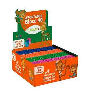 Apontador com Depósito Bloco 4cm (Caixa com 24 unidades) - Leo & Leo