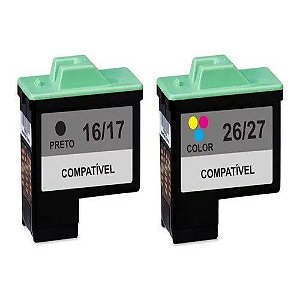 Compatível: Kit Colorido de Cartucho de Tinta Lexmark N16 N17 N26 N27 para Lexmark Z645 Z647 X1270 X1185 Z513 X1195