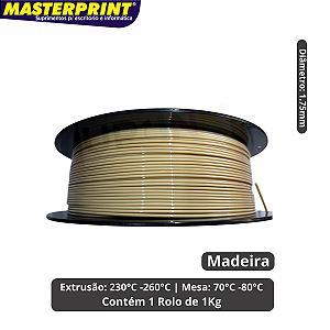 Filamento 3D - PETG Madeira - Rolo 1KG (1.75mm)