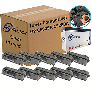 Caixa com 10 Toner Compativel com HP CE505A CF280A 05A 80A para M425 M401n M425dn M401dn M401dw P2035 P2050 P2055 2035