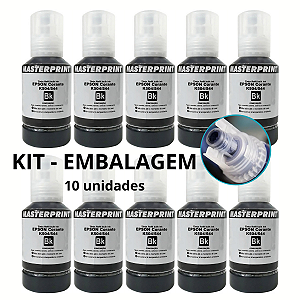Kit com 10 Tintas Black Corante 504 544 Epson L3110 L3150 L4150 L4160 L6160 L6170 L6190 ET2700 ET3700 Black 127ml