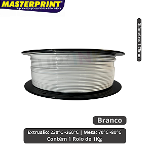 Filamento 3D - PETG Branco - Rolo 1KG (1.75mm)