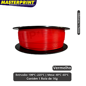 Filamento 3D - PLA Vermelho - Rolo 1KG (1.75mm)