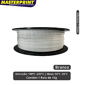Filamento 3D - PLA Branco - Rolo 1KG (1.75mm)