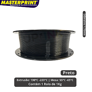 Filamento 3D - PLA Preto - Rolo 1KG (1.75mm)