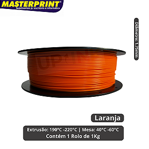 Filamento 3D - PLA Laranja - Rolo 1KG (1.75mm)