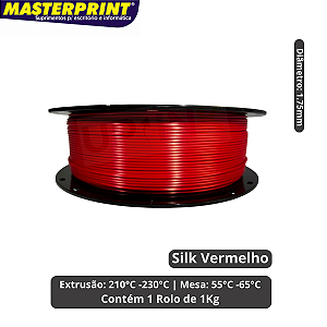 Filamento 3D - PLA Silk Vermelho - Rolo 1KG (1.75mm)