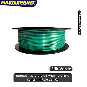 Filamento 3D - PLA Silk Verde - Rolo 1KG (1.75mm)