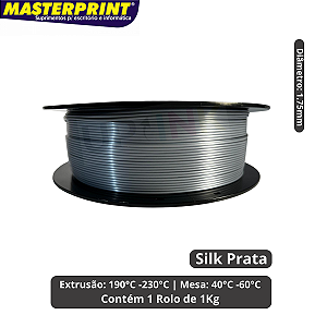 Filamento 3D - PLA Silk Prata - Rolo 1KG (1.75mm)