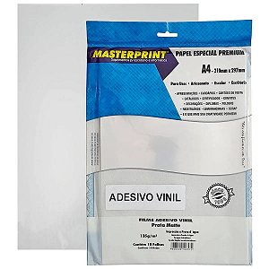 Vinil Adesivo Prata Matte Fosco A4 135g À Prova D'Água Filme Adesivo PVC com 10 Folhas Masterprint