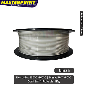 Filamento 3D - PETG Cinza - Rolo 1KG (1.75mm)