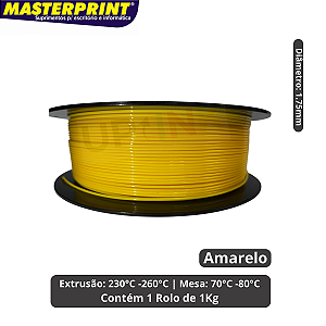 Filamento 3D - PETG Amarelo - Rolo 1KG (1.75mm)