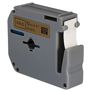 Fita para Rotulador Eletrônico compativel com Brother M-K831 MK831 12mmx8m Preto sobre Dourado
