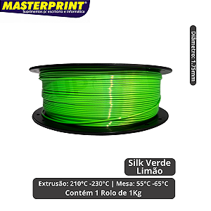 Filamento 3D - PLA Silk Verde Limão - Rolo 1KG (1.75mm)