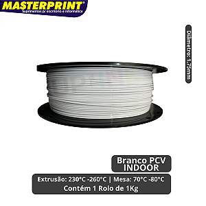 Filamento 3D - PETG Branco PCV Indoor - Rolo 1KG (1.75mm)