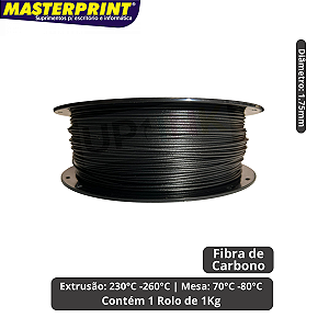 Filamento 3D - PETG Fibra de Carbono - Rolo 1KG (1.75mm)