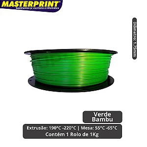 Filamento 3D - PLA Verde Bambu - Rolo 1KG (1.75mm)